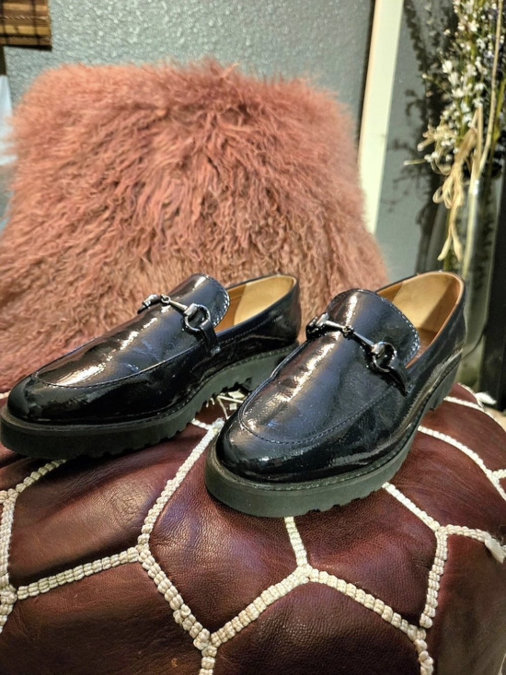 Franco Sarto Navy Horsebit Leather Loafers US 10 Excellent Condition